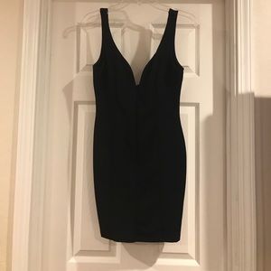 Black short low cut V dress