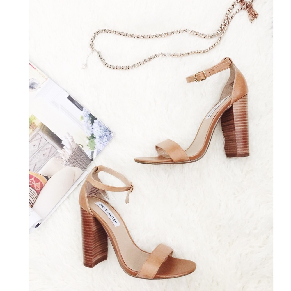 NEW STEVE MADDEN SEXY NEUTRAL TAN LEATHER HEELS 7