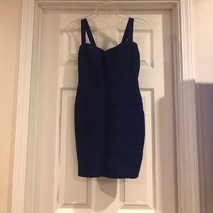 Navy-Blue CrissCross Accent Bandage Dress