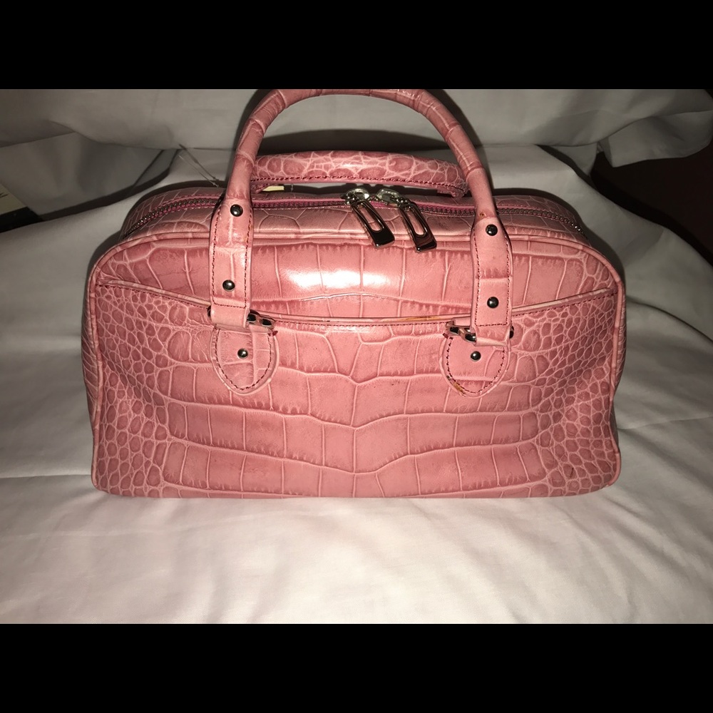 Cole Haan Alexa Croco embossed satchel Pink