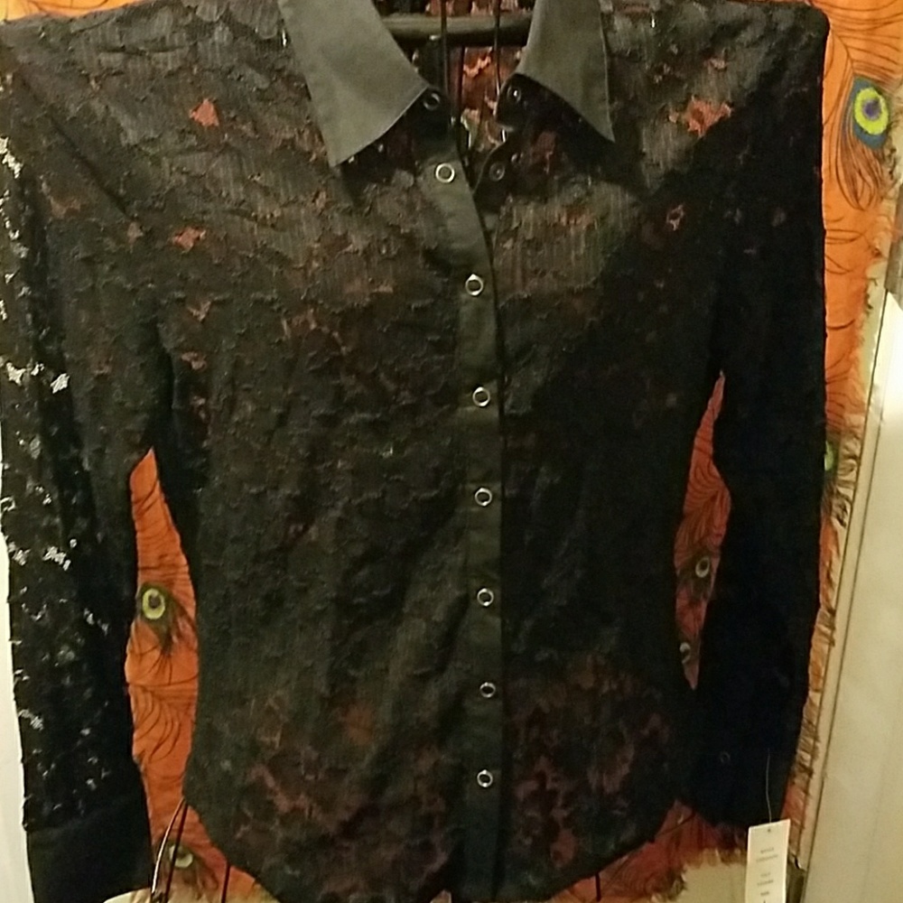 NWT Awesome  Black Lace blouse.