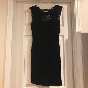 Mini open back black lace dress
