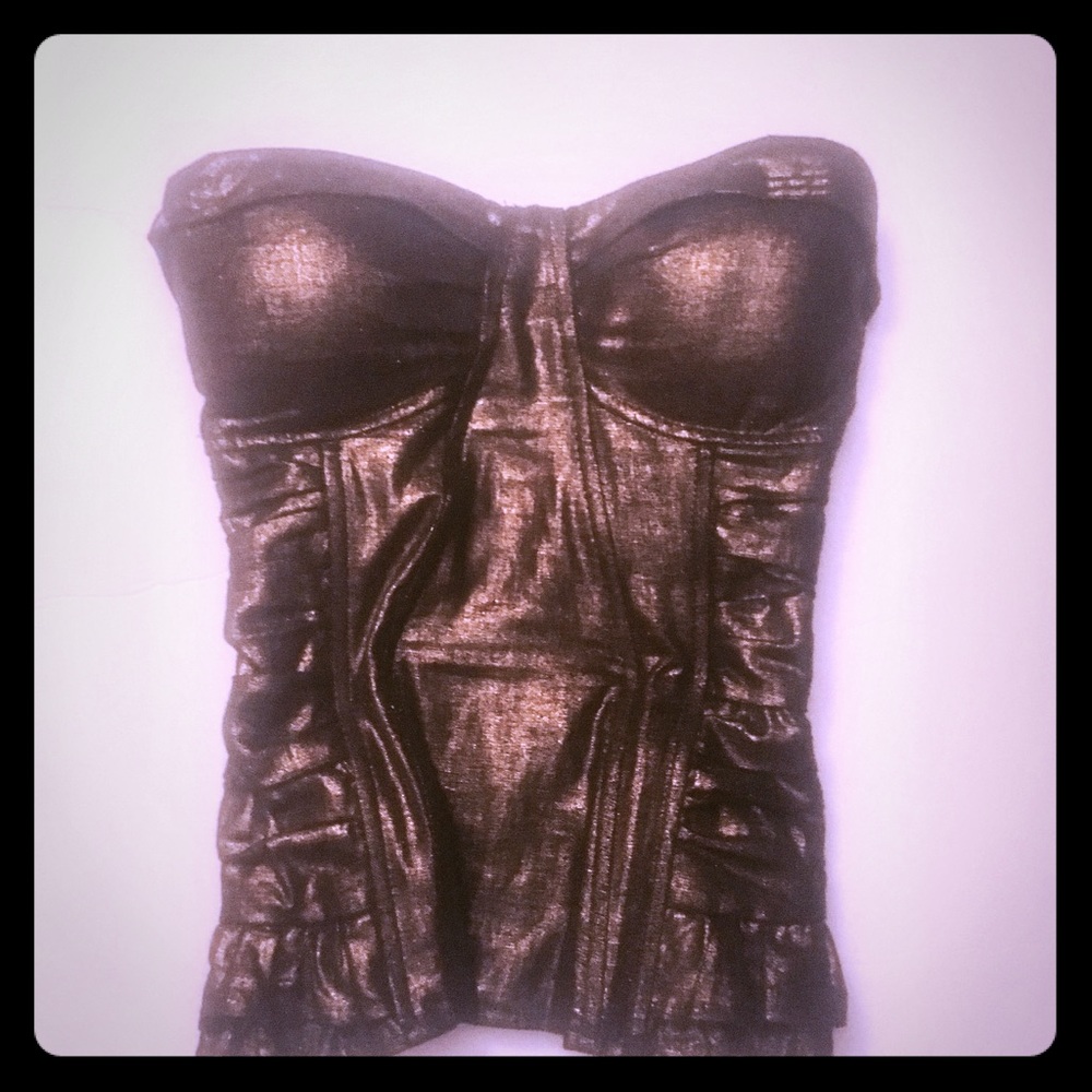 CHARLOTTE RUSSE Corset Top, Bronze- Small