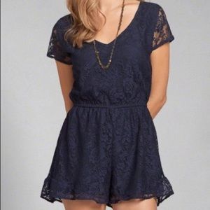 Navy Blue Lace Romper