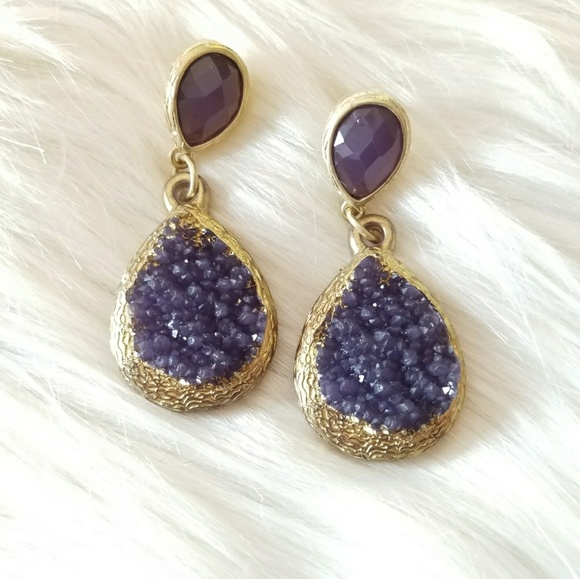 Jewelry - Nwt plum drusy earrings