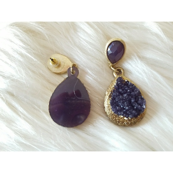 Nwt plum drusy earrings - Picture 2 of 2