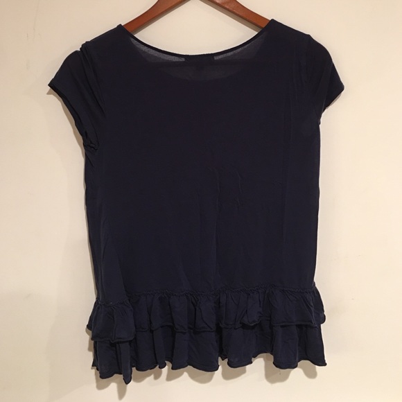 FREE Gap navy ruffle hem knit top size s xs - Picture 4 of 5