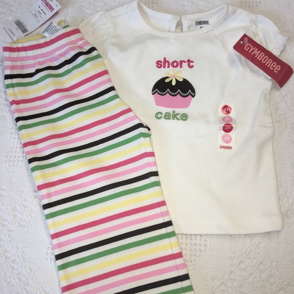 Gymboree 2T Tea For Two Short Cake Top & Knit Pant - Picture 1 of 2