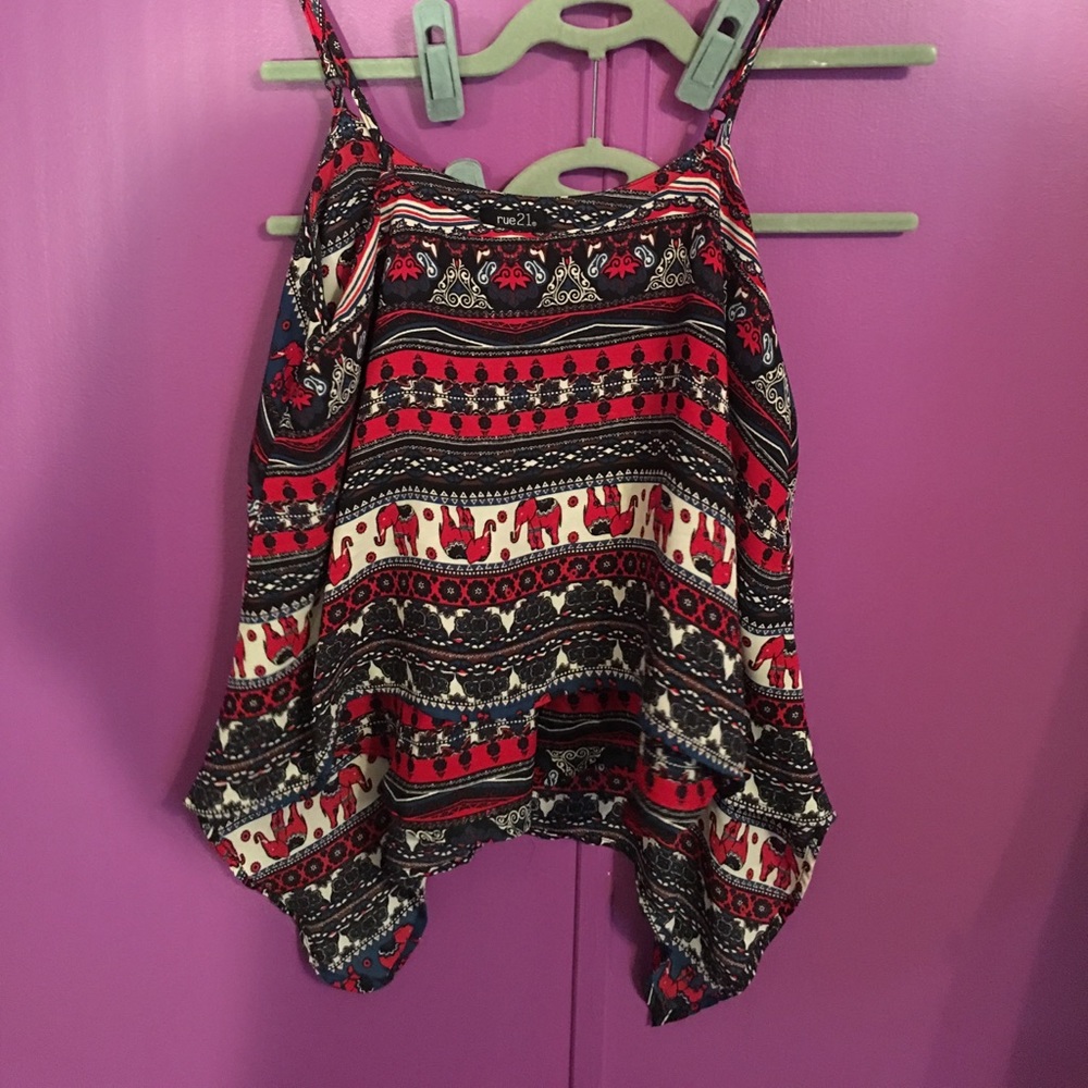 Patterned Spaghetti Strap Blouse