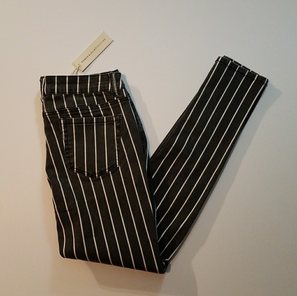 Romeo & Juliet Couture Black/White Striped Jeans