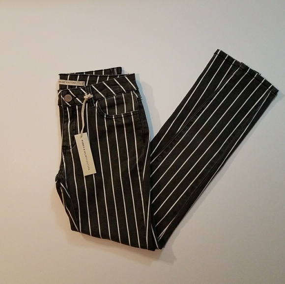 Romeo & Juliet Couture Black/White Striped Jeans - Picture 3 of 6