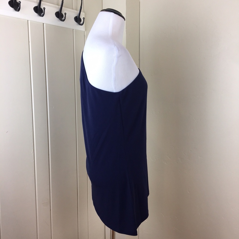 Michael Kors navy one shoulder asymmetrical top - Picture 3 of 4