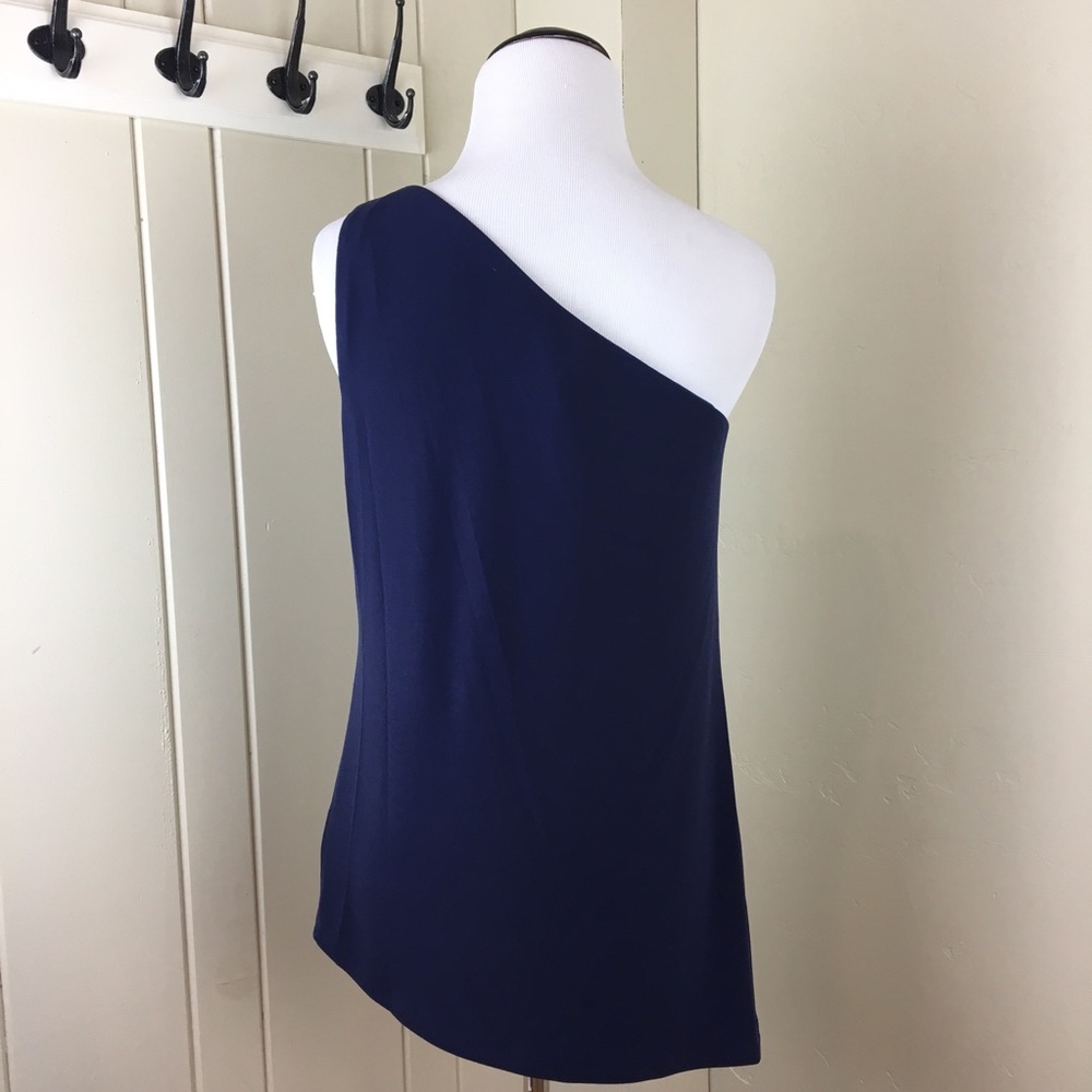 Michael Kors navy one shoulder asymmetrical top - Picture 4 of 4