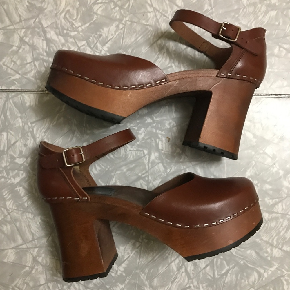 Swedish Hasbeens High Platforms in Brown Size 7