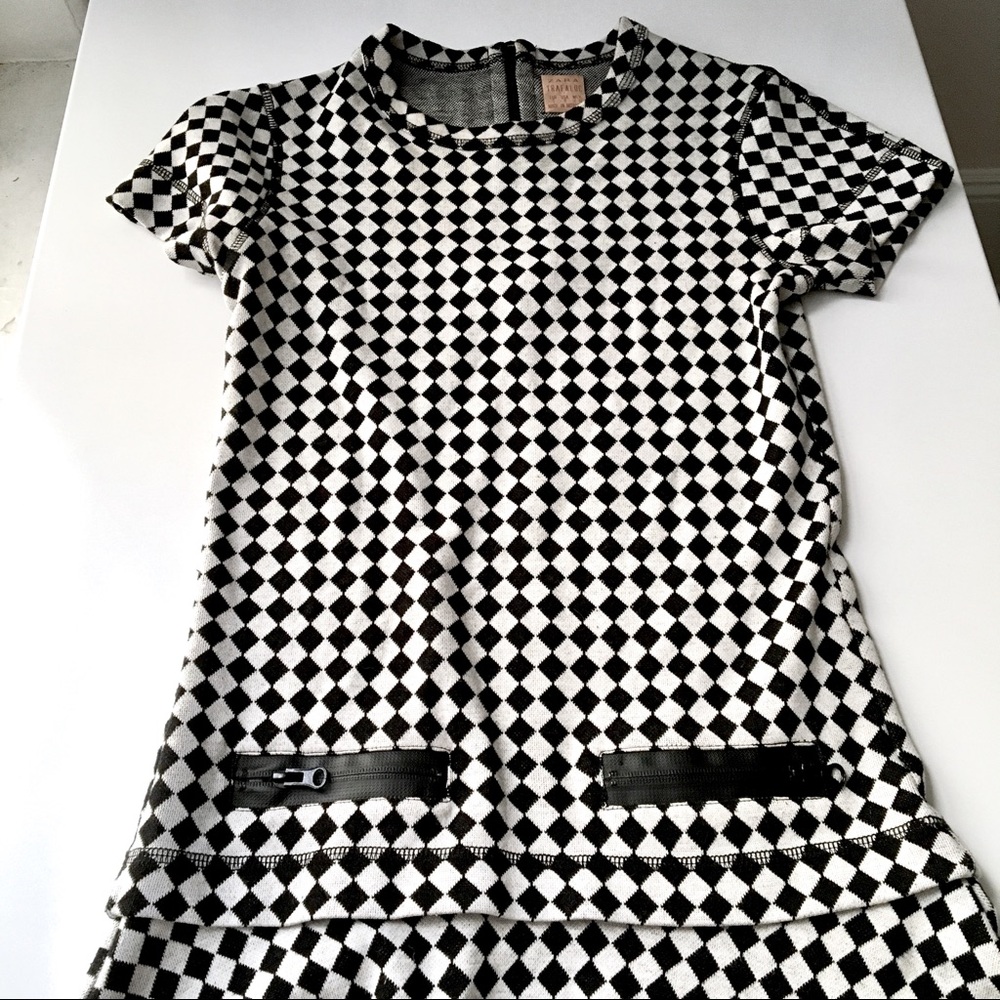 Zara Gingham Black and White Knit Minidress