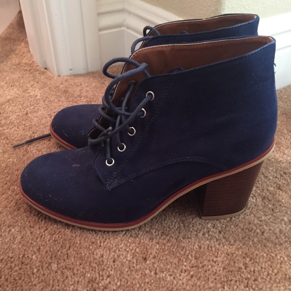 Navy lace up boots - Picture 1 of 4