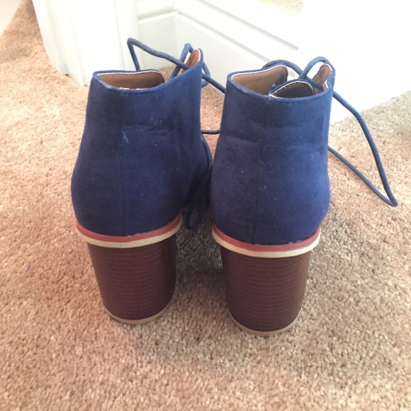 Navy lace up boots - Picture 2 of 4