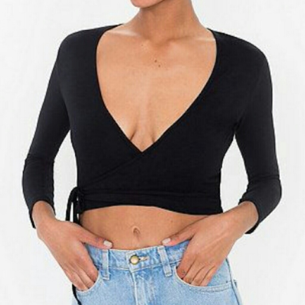Black american apparel julliard wrap crop top