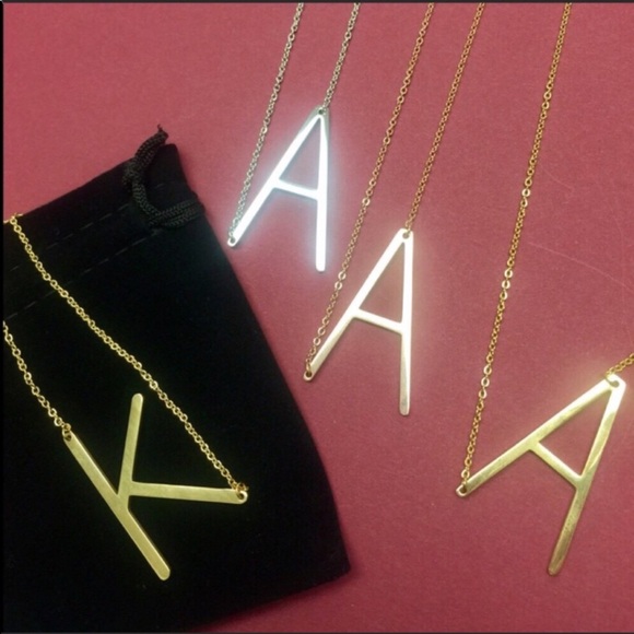 Large 1 1/2" Initial Necklaces-Gold,Silver orRose - Picture 3 of 8