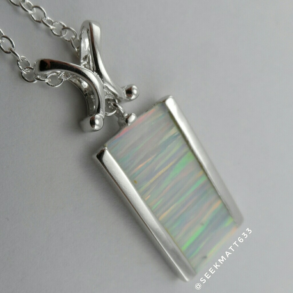Huge White Fire Opal 925 Sterling Silver Necklace