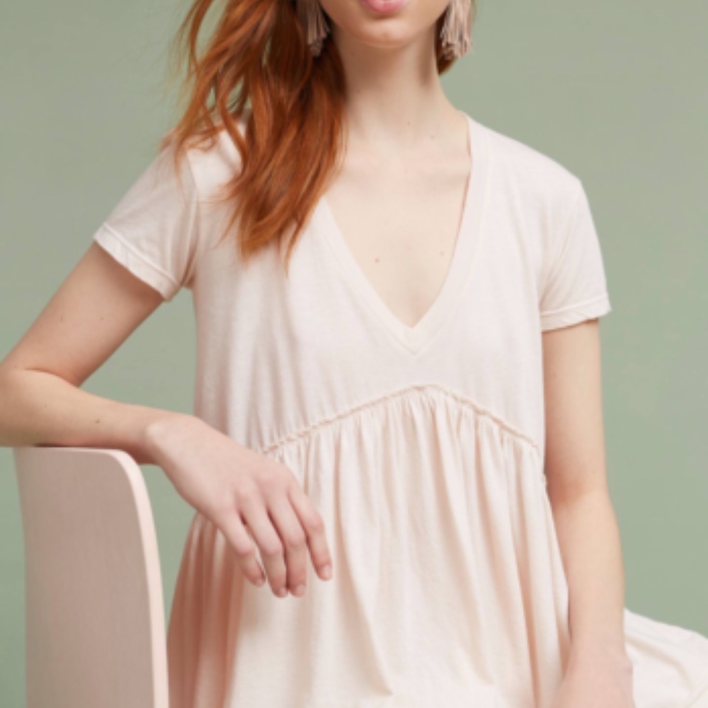 Anthropologie Draped V neck Peplum Tee by T.La!
