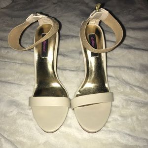 Nude and gold strappy heels