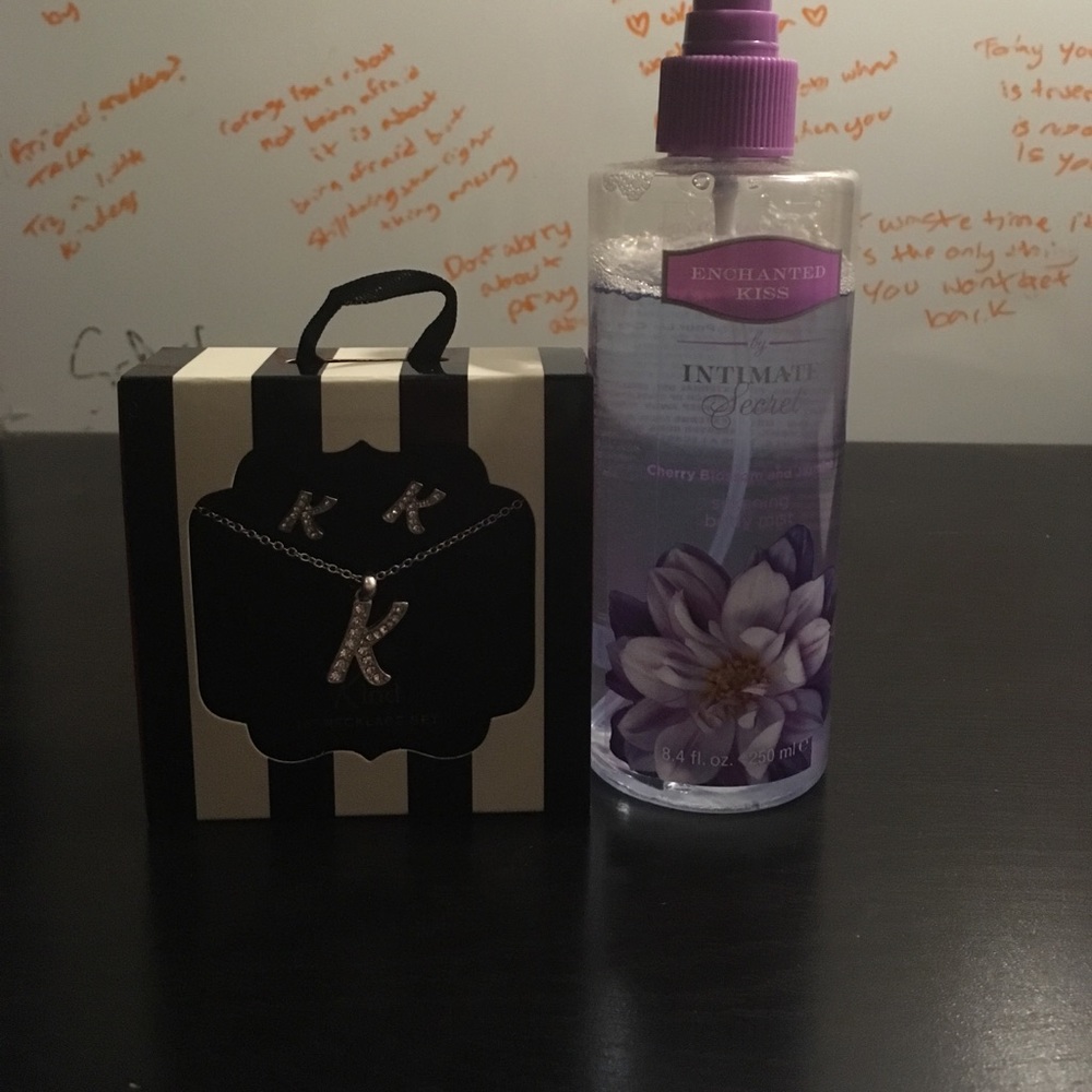 Perfume and necklace and earring set