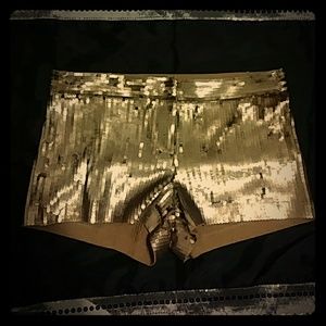 Express gold sequin shorts