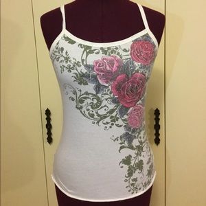 Rose design White Tank Top