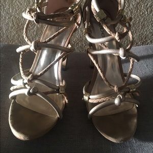 Bebe strappy gold shoes size 8