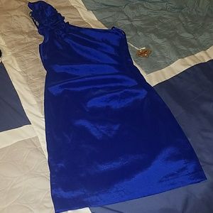 One Shoulder Blue Dress