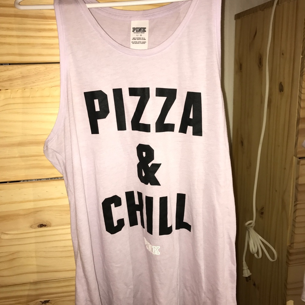 Pizza and Chill PINK Muscle Shirt