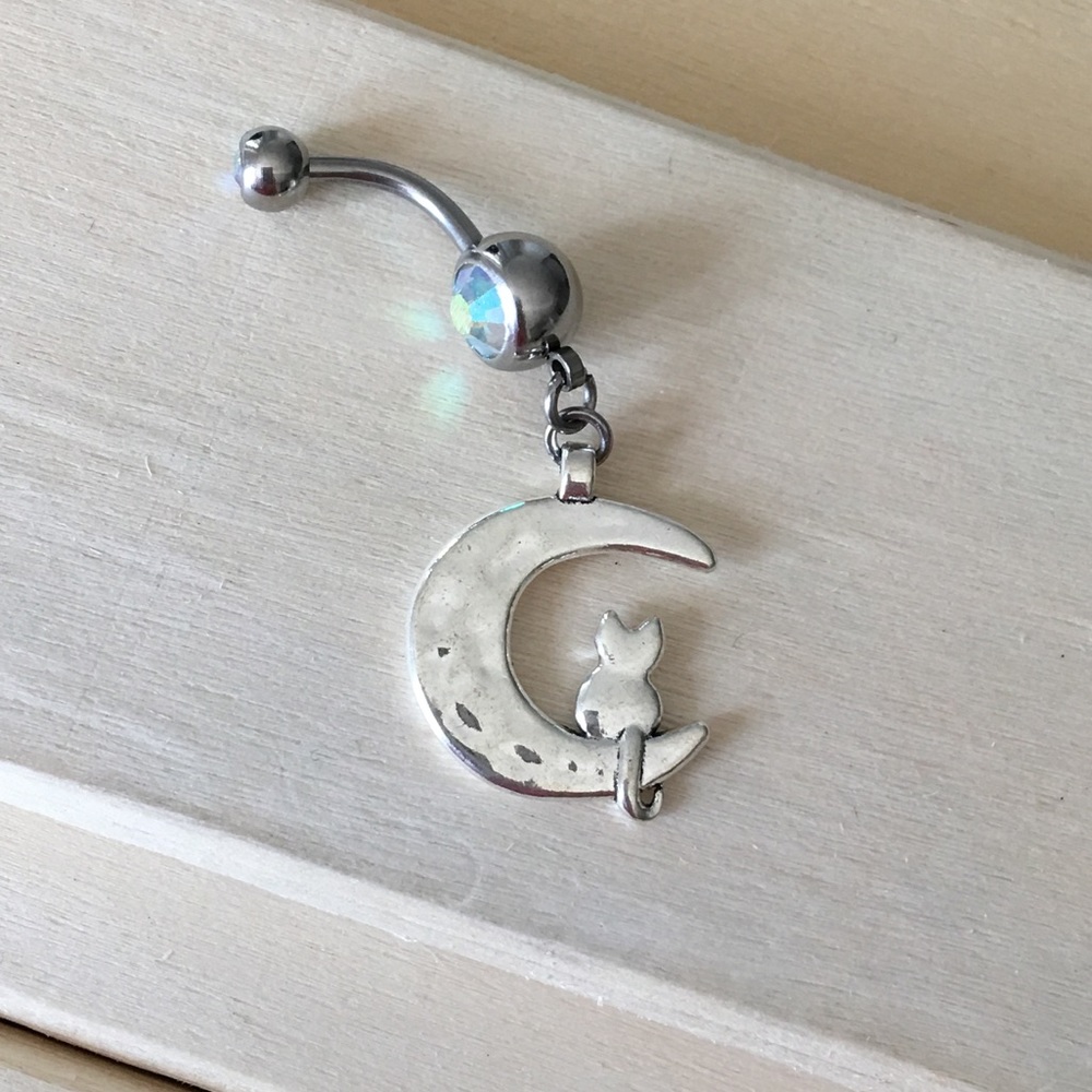 Luna Moon Cat Belly Button Ring