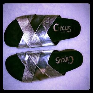 Sam Edelman Allison silver crisscross slids