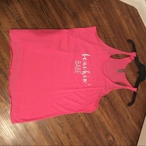 Hot Pink "Beachin Babe" Razorback Tank Top