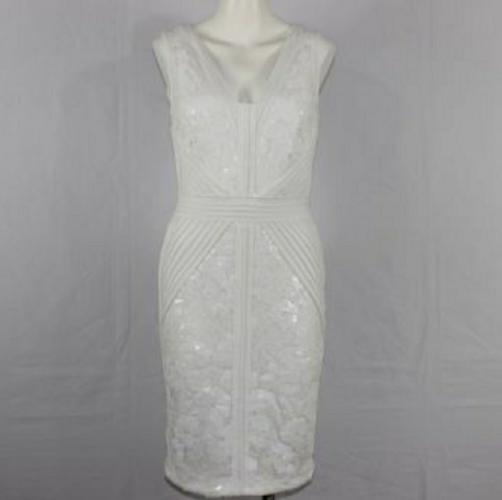 🌟Calvin Klein White Embellish sequin-Lace Stretc