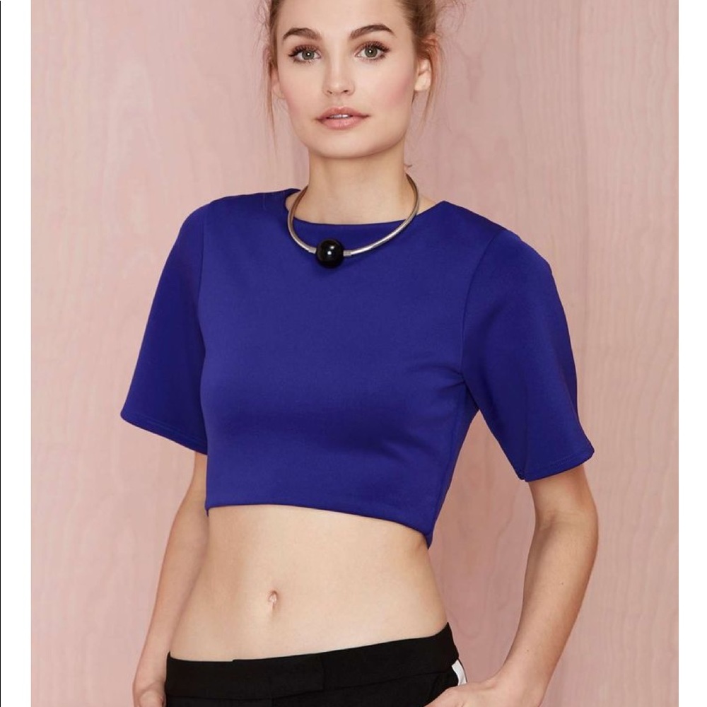 BNWT nasty gal royal blue crop top size L