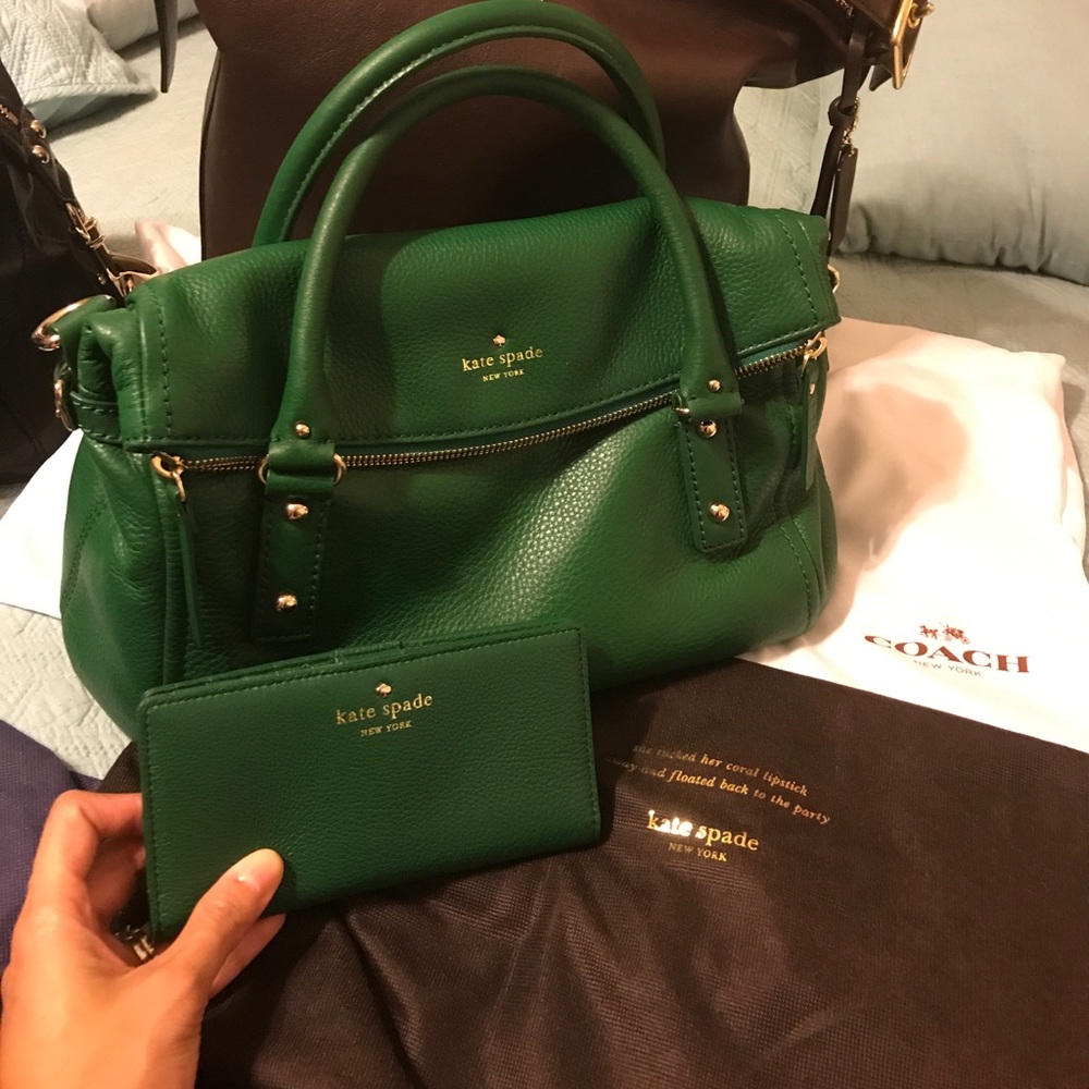 SOLD!!!kate spade green bag and matching wallet