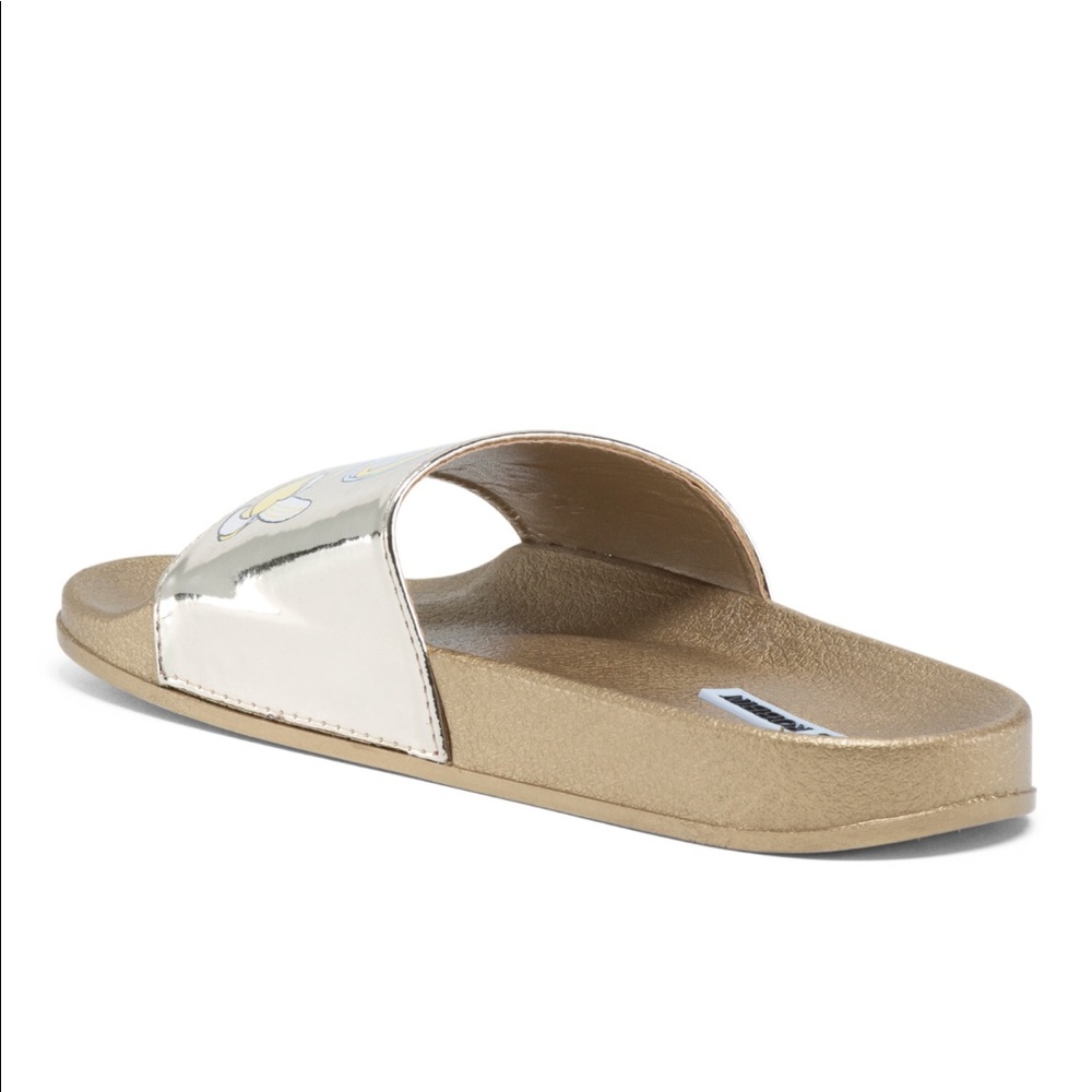 CAPE ROBBIN - Gold "Good Vibes" Pool Slides - Picture 3 of 8