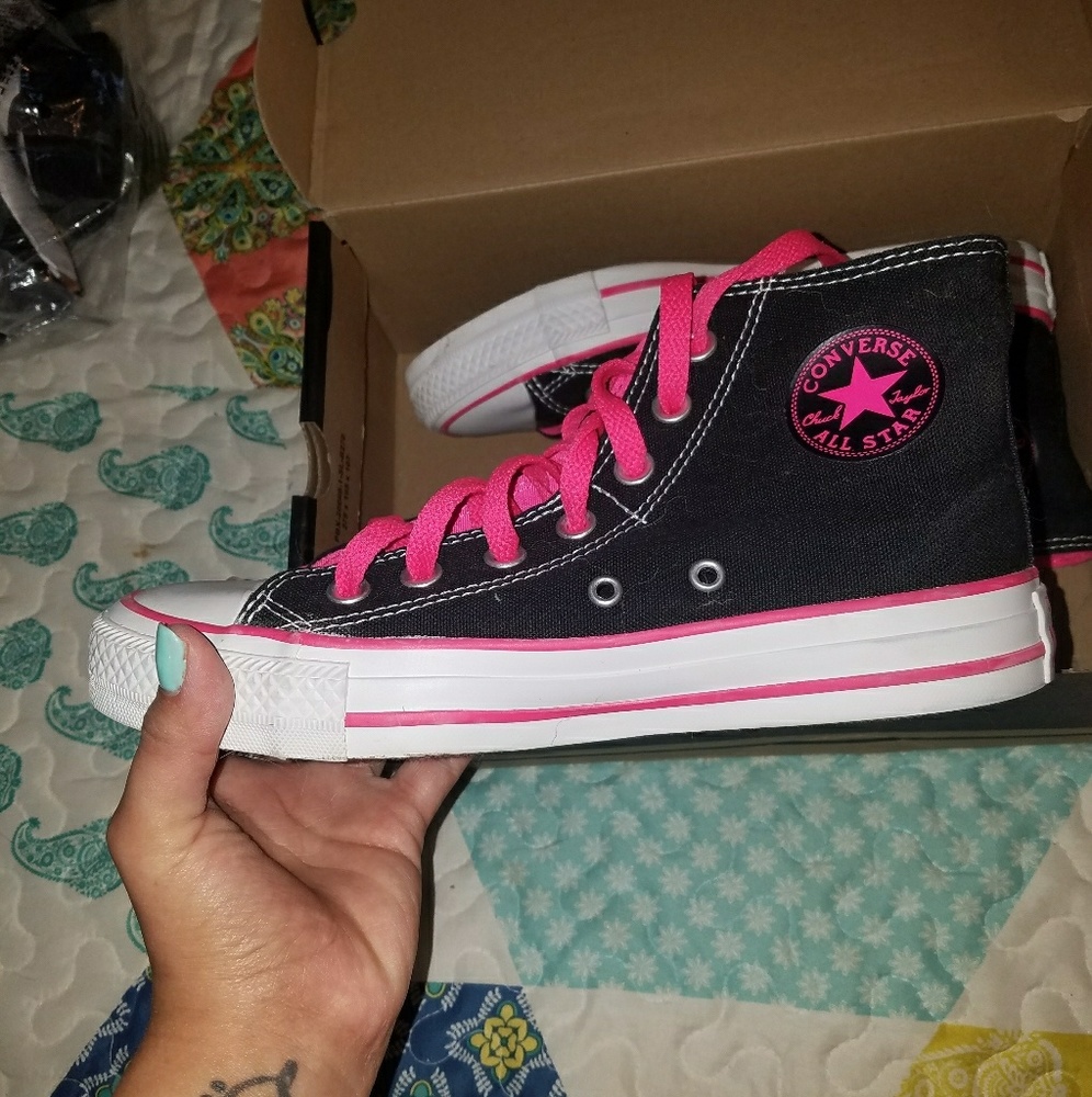 Hot pink and black high tops