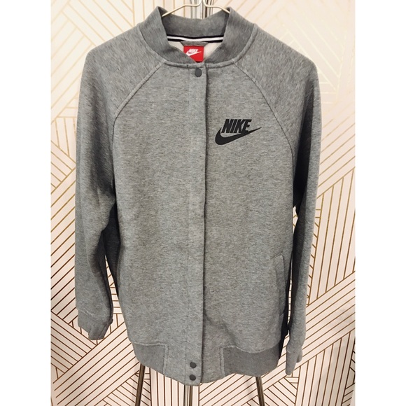 Nike Grey Fleece Varsity Jacket - Picture 4 of 6