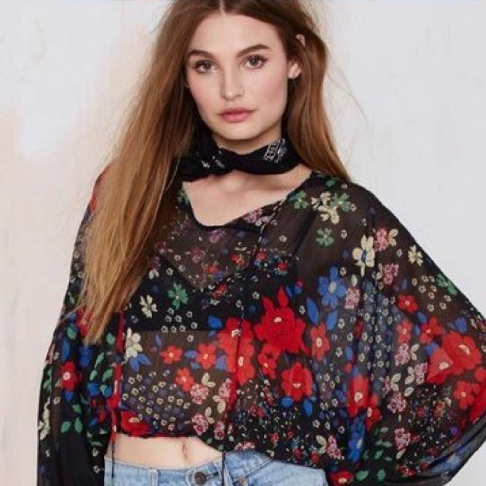 BNWT nasty gal after party Jessa peasant top