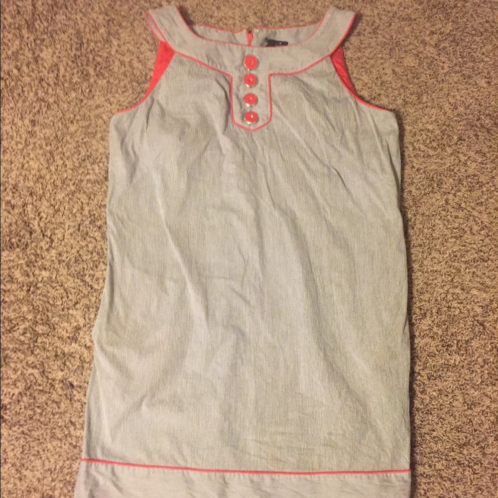 Navy Coral Pinstripe Dress