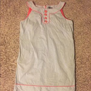 Navy Coral Pinstripe Dress