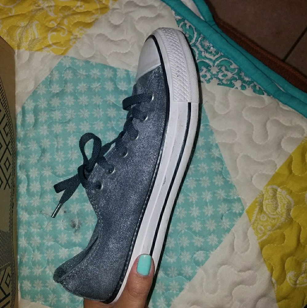 Grey denim converse shoes