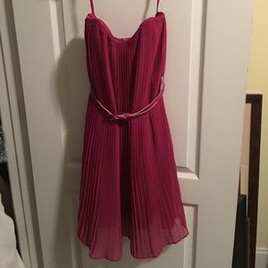 French Connection: Strapless Pleated Dress, Pink