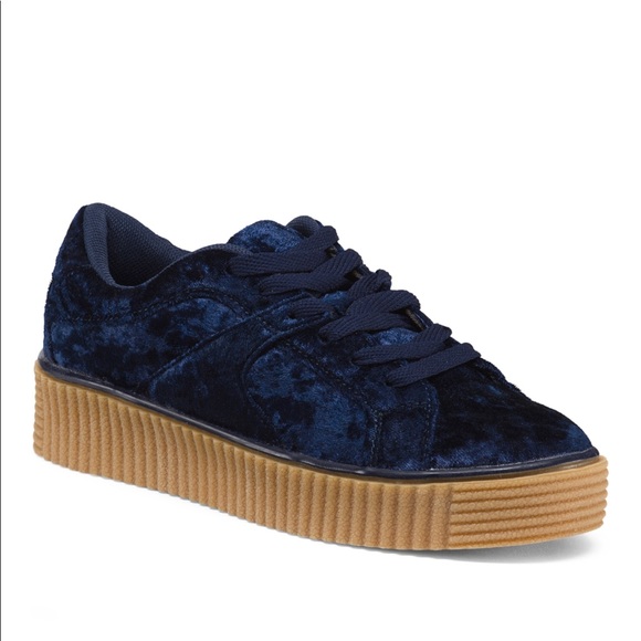 Velvet Chunky Heels Sneakers - Picture 3 of 8