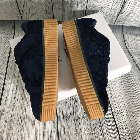 Velvet Chunky Heels Sneakers - Picture 5 of 8