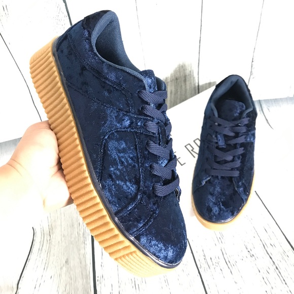 Velvet Chunky Heels Sneakers - Picture 8 of 8