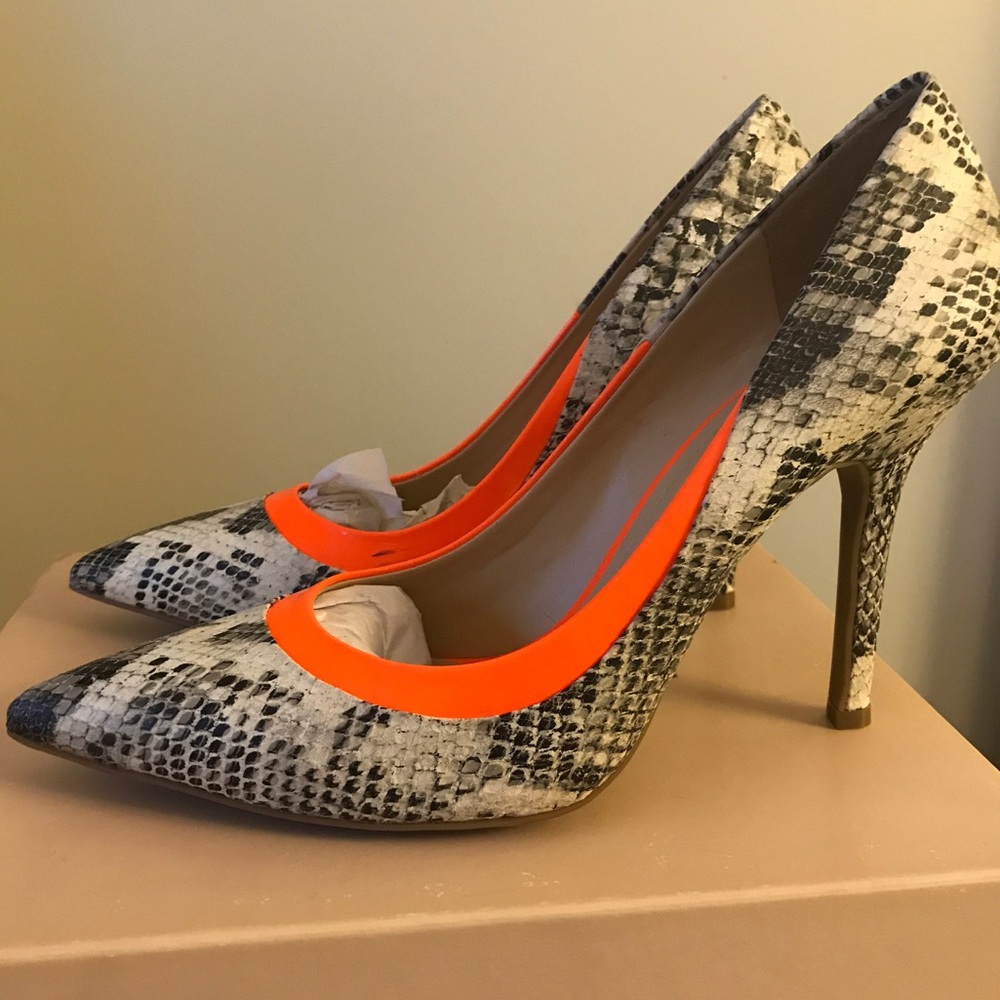 BCBGeneration Faux snake print heels